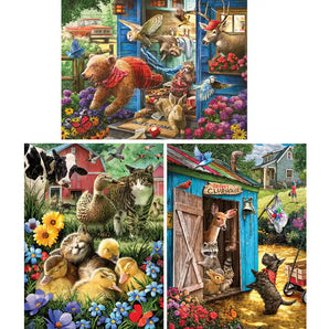 Set of 3: Prebox Larry Jones 300 Large Piece Jigsaw Puzzles