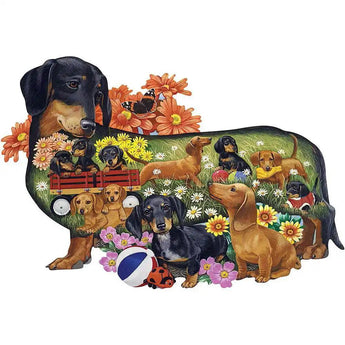 Delightful Dachshunds Dog Breed 750 Piece Shaped Jigsaw Puzzle