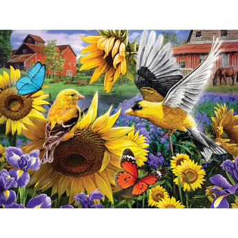 Goldfinches In the Sunflowers Jigsaw Puzzle