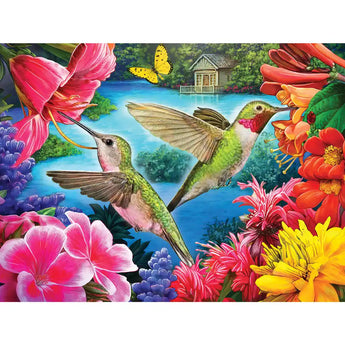 Hummingbirds Feasting by the Lake 300 Large Piece Jigsaw Puzzle