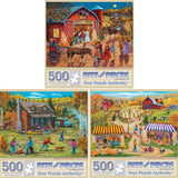 Set of 3 Christine Carey 500 Piece Jigsaw Puzzles