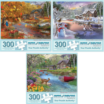 Set of 3 Bigelow Illustrations Cabin Jigsaw Puzzles