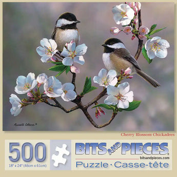 Cherry Blossom Chickadees Jigsaw Puzzle