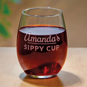 Personalized Sippy Cup Stemless Wine Glass