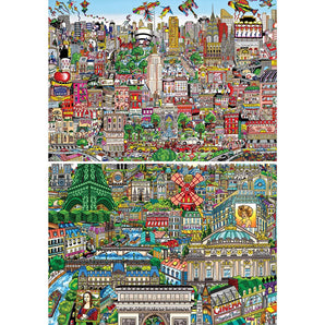 Set of 2 : Charles Fazzino 300 Large Piece Jigsaw Puzzles