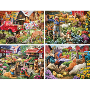 Set of 4 Larry Jones Fall Jigsaw Puzzles