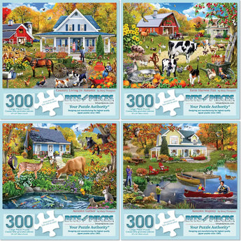 Set of 4  Mary Thompson Country Jigsaw Puzzle