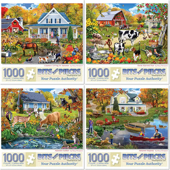 Set of 4  Mary Thompson Country Jigsaw Puzzle