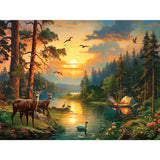 Sunset On Forest River Jigsaw Puzzle