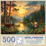 Sunset On Forest River Jigsaw Puzzle