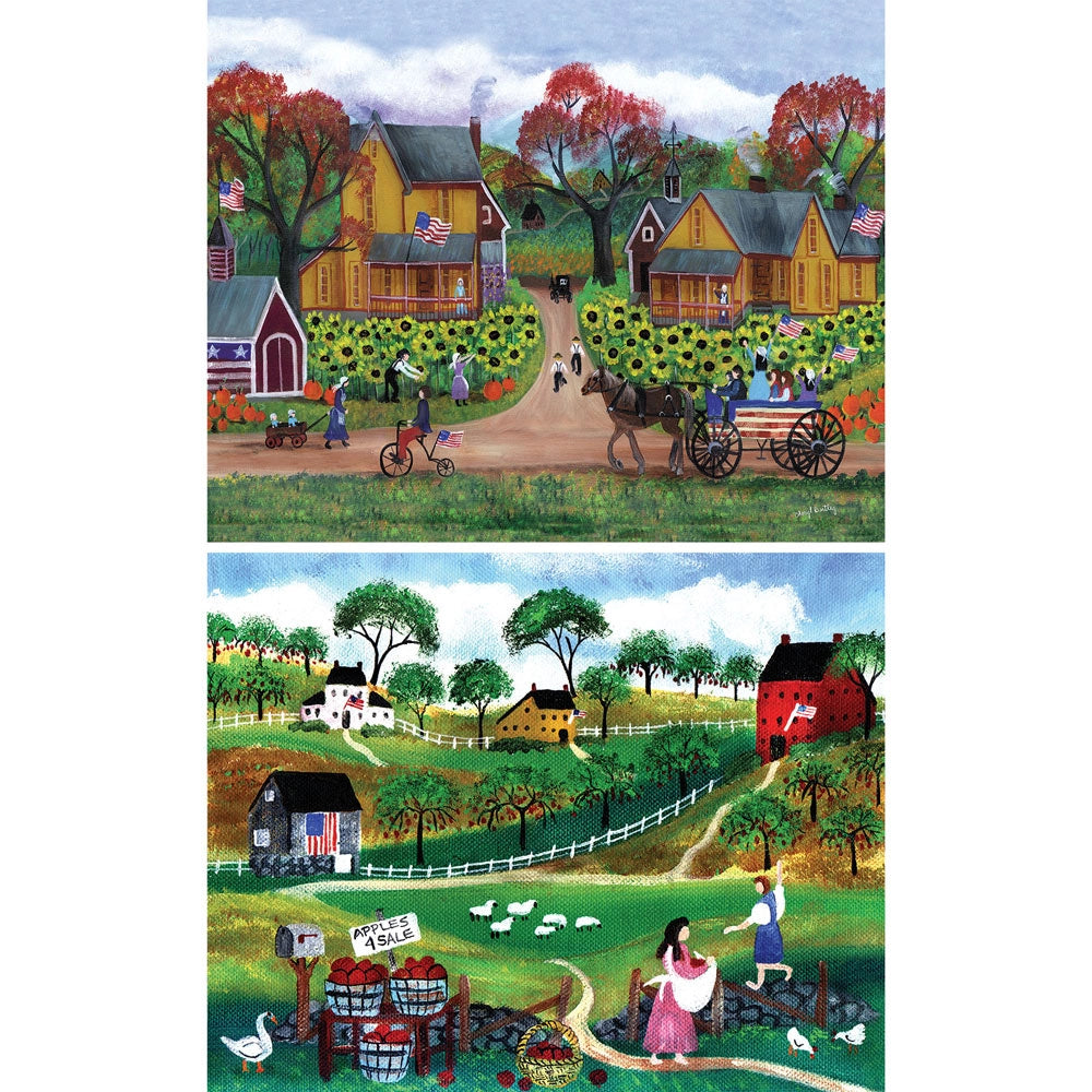 Set of 2 Cheryl Bartley Americana Jigsaw Puzzle Set