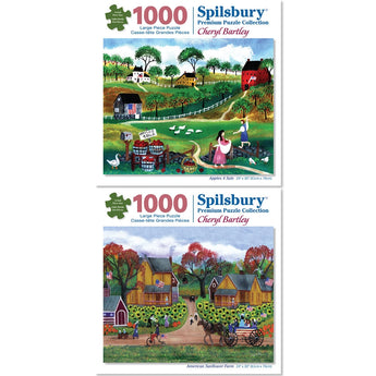 Set of 2 Cheryl Bartley Americana Jigsaw Puzzle Set