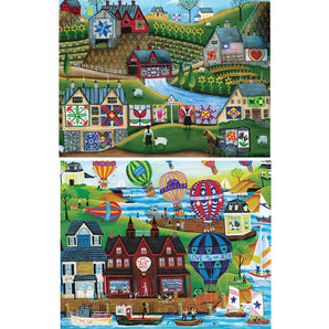 Set of 2 Cheryl Bartley 1000 Piece Americana Jigsaw Puzzles Set