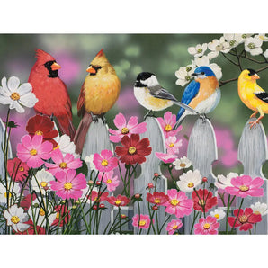 Song Birds And Cosmos Jigsaw Puzzle