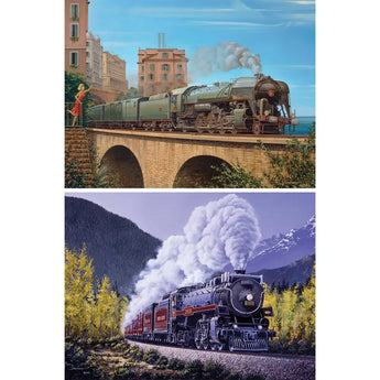 Set of 2 : Train Theme Jigsaw Puzzle by Marc Desobeau