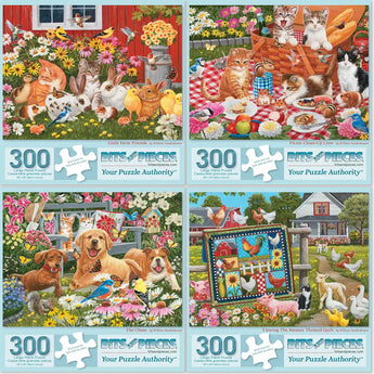 Set of 4 : William Vanderdasson Spring Jigsaw Puzzles