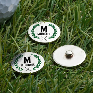 Personalized Laurel Wreath Golf Ball Markers Set