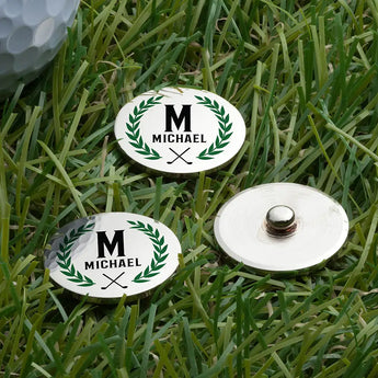 Personalized Laurel Wreath Golf Ball Markers Set