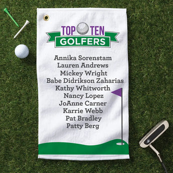 Personalized Top Ten Golfers Towel